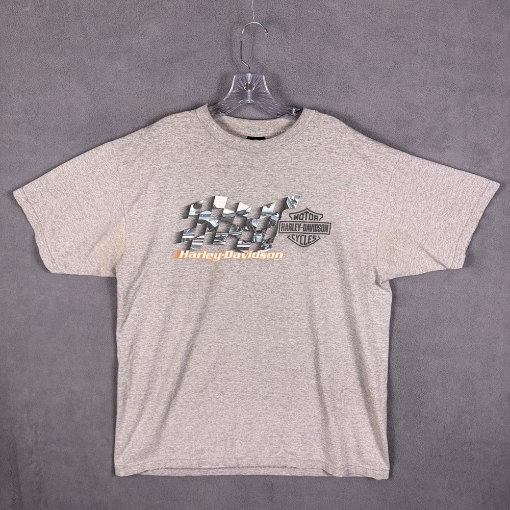 VTG‎ Y2K 2001 Harley Davidson Men's XL Graphic T-Shirt Atlanta Gray Read!